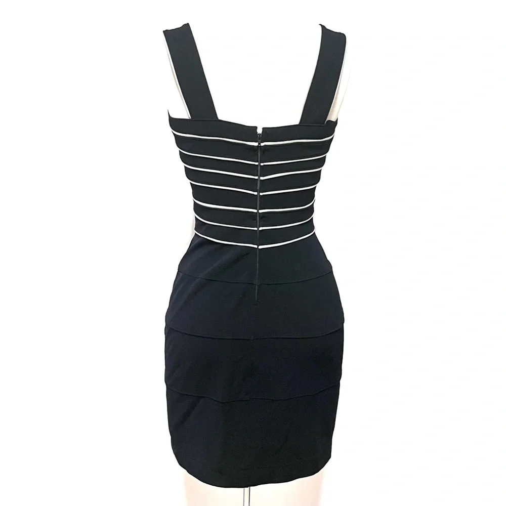 Tadashi Shoji Vintage Bodycon Bandage Cocktail Dress LBD Size Small Y2K USA Made - Picture 2 of 8